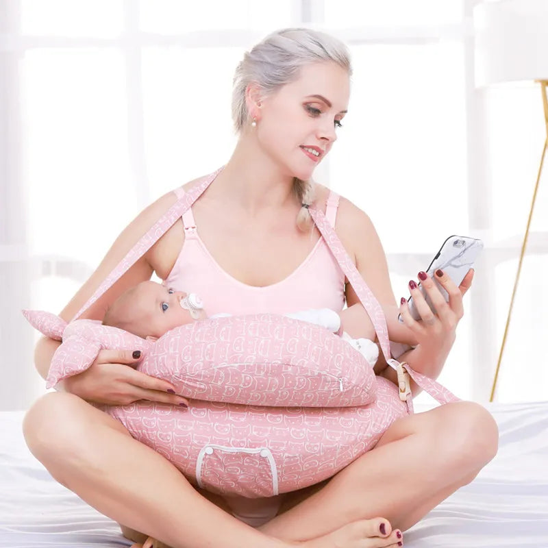 Multifunction Nursing Pillow Baby Maternity Breastfeeding Pillow Adjustable Pregnant woman Waist Cushion Layered Washable Cover - Fire on Fire Store